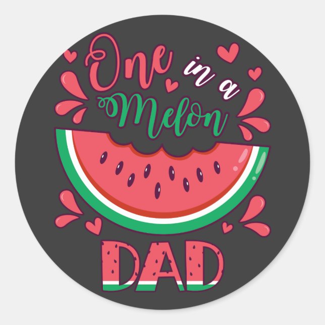 Sticker Rond Un dans un Melon Papa B-Day Party (Devant)