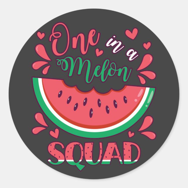 Sticker Rond Un dans un Melon Squad B Day Party (Devant)