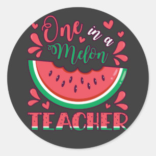 Sticker Rond Un dans un Melon Teacher B Day Party