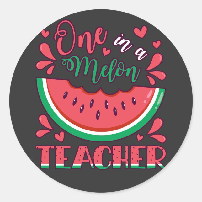 Sticker Rond Un dans un Melon Teacher B Day Party (Devant)