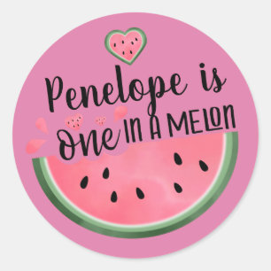 Sticker Rond Un Dans Un Melon Watermelon Personnalisé Anniversa