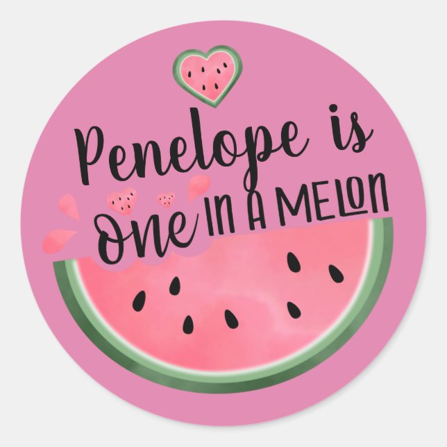 Sticker Rond Un Dans Un Melon Watermelon Personnalisé Anniversa (Devant)