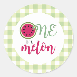 Sticker Rond Un dans un Melon Watermelon Premier anniversaire