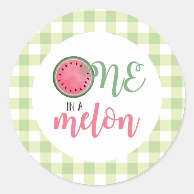 Sticker Rond Un dans un Melon Watermelon Premier anniversaire (Devant)