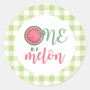 Sticker Rond Un dans un Melon Watermelon Premier anniversaire