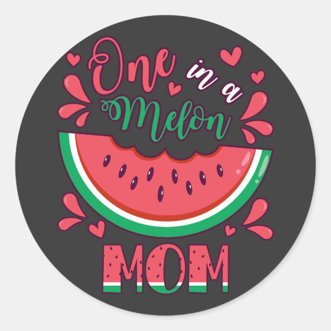 Sticker Rond Un dans une Melon Maman B-Day Party (Devant)