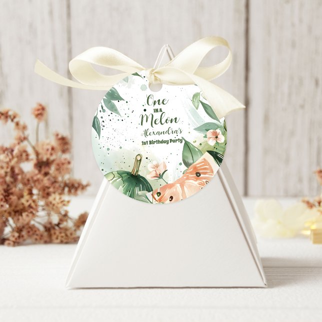 Sticker Rond Un dans une pastèque Melon Aquarelle 1er Anniversa (Créateur téléchargé)