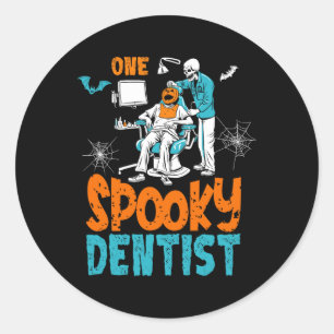 Sticker Rond Un Dentiste Éffrayant Craindre Dental Halloween Sq