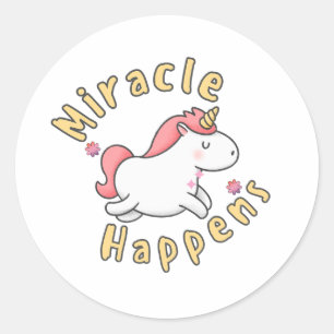 Sticker Rond Un design de licorne mignonne où il est écrit "Mir