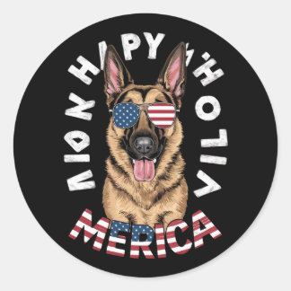 Sticker Rond Un dessin animé de German Shepherd aux couleurs du