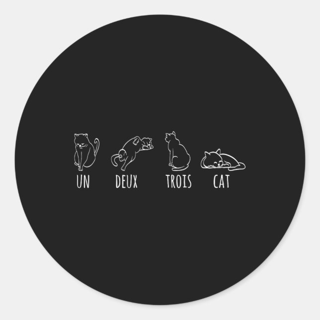 Sticker Rond Un Deux Trois Cat Abstrait Français Kitty (Devant)