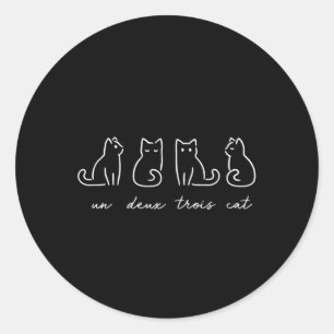 Sticker Rond Un Deux Trois Cat, mignon Amoureux des chats franç