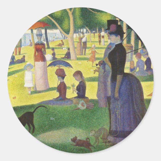 Sticker Rond Un dimanche à La Grande Jatte par Georges Seurat (Devant)