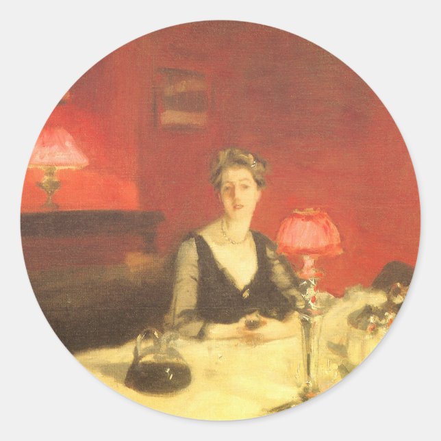 Sticker Rond Un dîner table de nuit par John Singer Sargent (Devant)