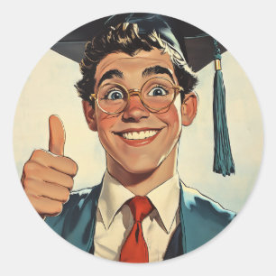 Sticker Rond Un diplômé motivé qui donne un coup de pouce