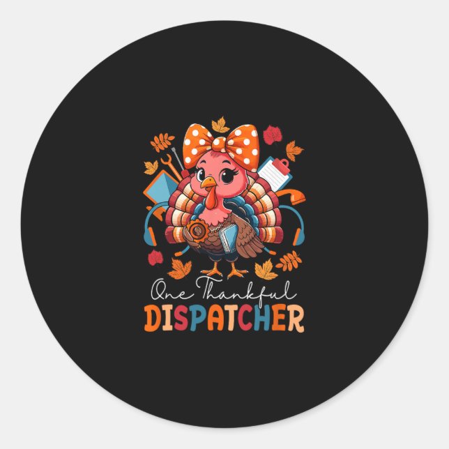 Sticker Rond Un Dispatcher Reconnaissant Bow Tie de dinde de Th (Devant)
