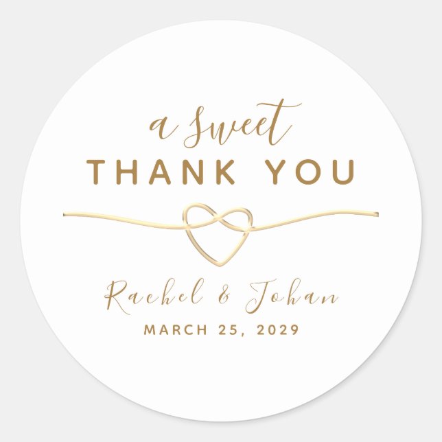 Sticker Rond Un doux mariage de remerciement (Devant)
