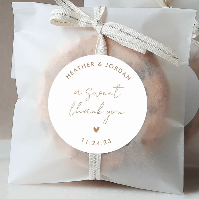 Sticker Rond Un doux Merci Mariage or Sweet Favoriser (Créateur téléchargé)