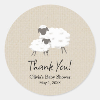 Sticker Rond Un doux petit Baby shower d'agneau Favoriser Stick