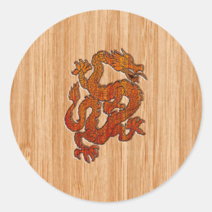 Sticker Rond Un dragon en Bambou oriental