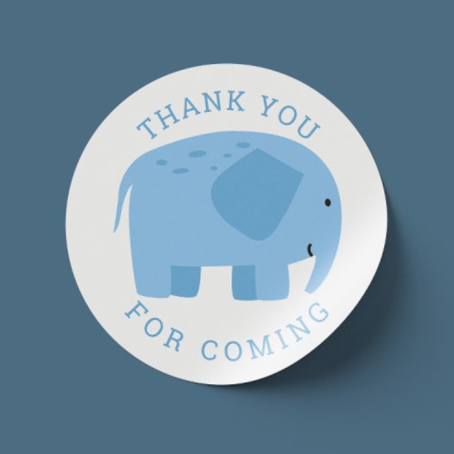 Sticker Rond Un drôle d'éléphant bleu. Cute garçon animal merci (Créateur téléchargé)