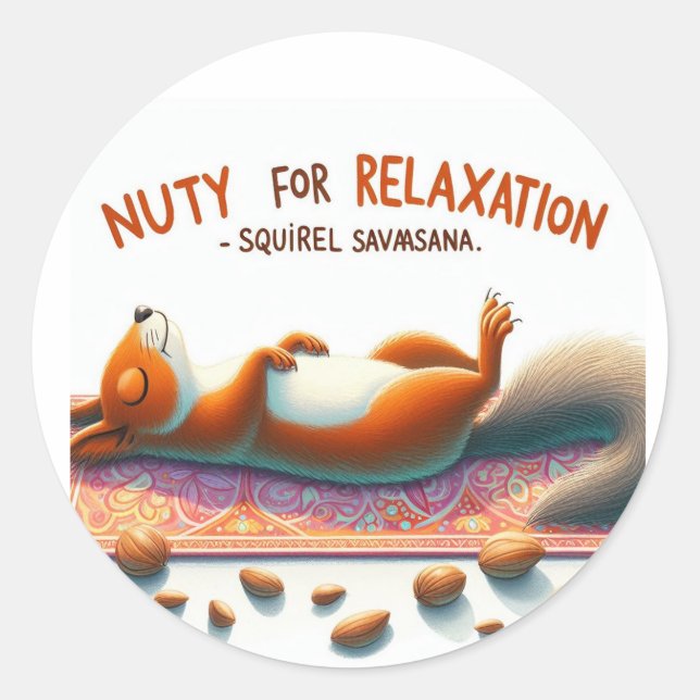 Sticker Rond Un écureuil faisant du yoga (Devant)