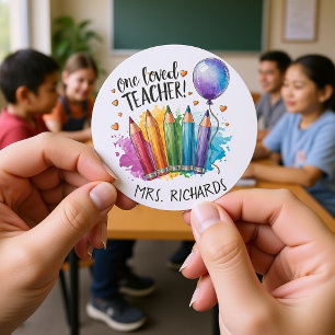 Sticker Rond Un enseignant aimé Cadeau de Merci personnalisé