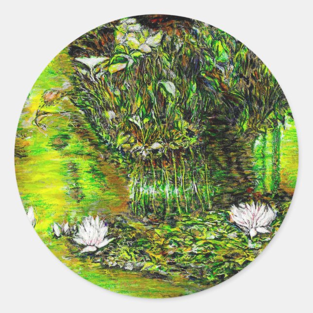 Sticker Rond Un étang avec des pensées impures (Devant)