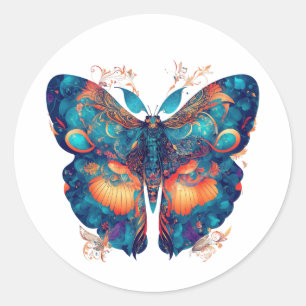 Sticker Rond Un étonnant papillon de nuit avec des motifs compl