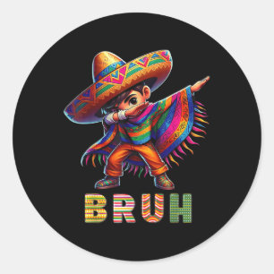 Sticker Rond Un garçon mexicain Dabbing Poncho Cinco De Mayo Fu
