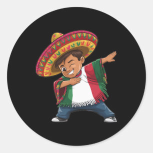 Sticker Rond Un garçon mexicain Dabbing Poncho Fiesta Cinco De