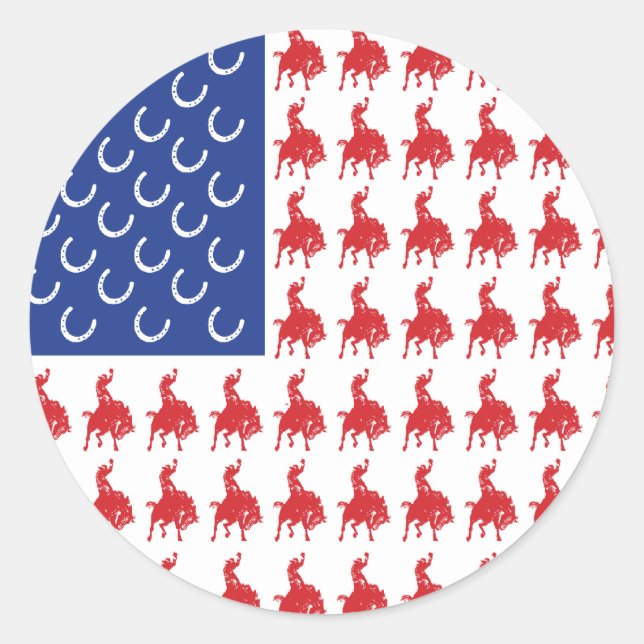 Sticker Rond Un garçon patriotique à cheval (Devant)
