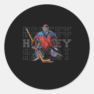 Sticker Rond Un gardien de but de hockey sur glace avec Slogan