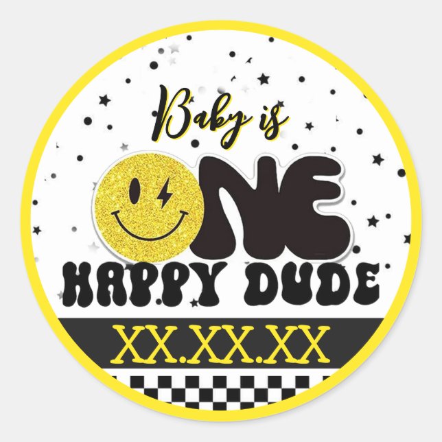 Sticker Rond Un gars heureux (Devant)