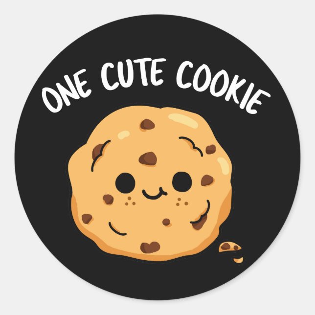 Sticker Rond Un gâteau Cookie Funny Food Pun Dark BG (Devant)
