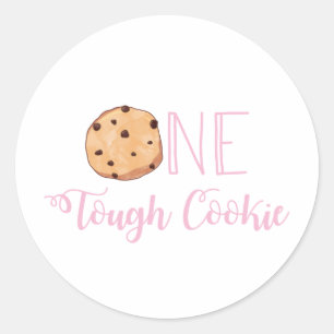 Sticker Rond Un Gâteau Coriace Fête d'Anniversaire Lait Rose et