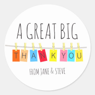 Sticker Rond Un Grand Grand Merci, Un Bout Bright Bunting -
