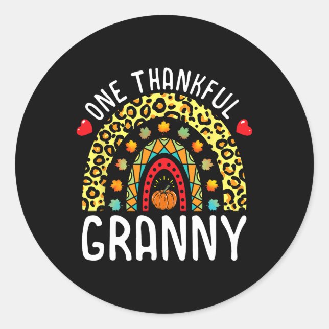 Sticker Rond Un Granny Thanksgiving Rainbow Leopard F (Devant)