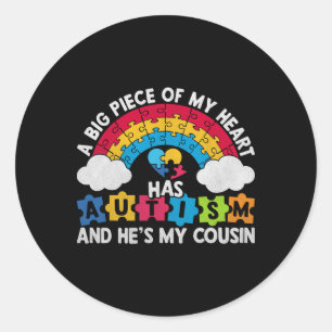 Sticker Rond Un Gros Morceau De Mon Coeur A L'Autisme Et C'Est