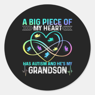 Sticker Rond Un gros morceau Mon coeur a l'autisme et il est My