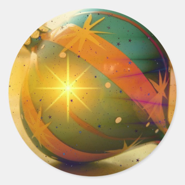 Sticker Rond Un gros ornement de Noël brillant (Devant)