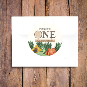 Sticker Rond UN Happy Camper 1er anniversaire