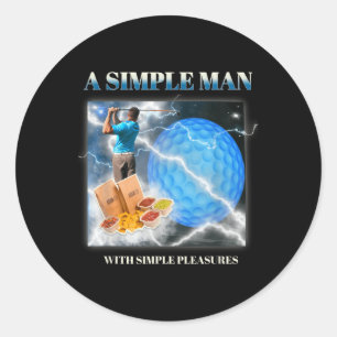 Sticker Rond Un Homme Simple Avec Des Mens De Golf Simple Plais