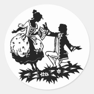 Sticker Rond Un homme victorien propose à la femme Silhouette A