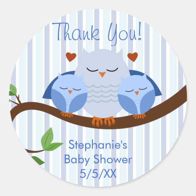 Sticker Rond Un Hoot Twins Blue Owens (Devant)