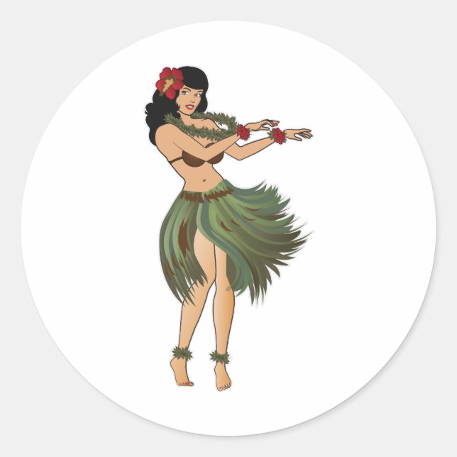Sticker Rond Un Hula Girl (Devant)