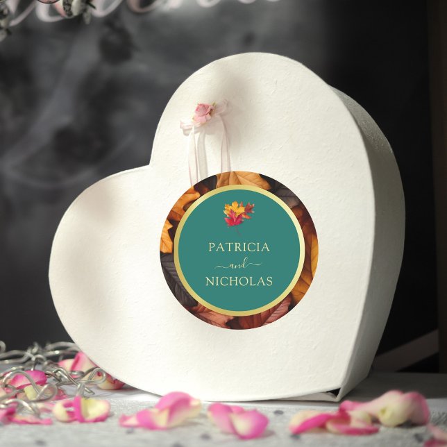 Sticker Rond Un Imaginaire Turquoise et automnal Gold Rustic Re (Créateur téléchargé)