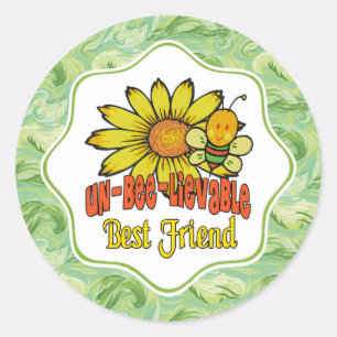 Sticker Rond Un incroyable meilleur ami Sunflower et abeilles