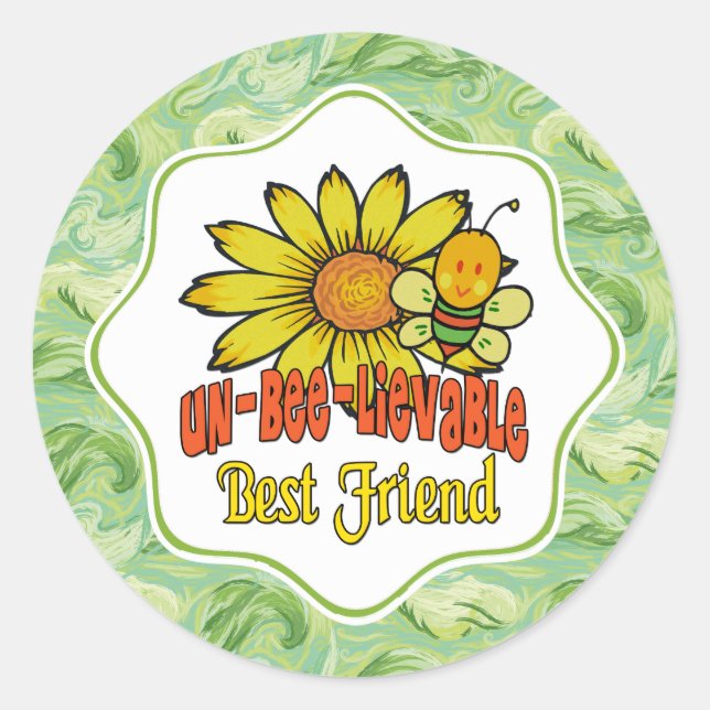 Sticker Rond Un incroyable meilleur ami Sunflower et abeilles (Devant)