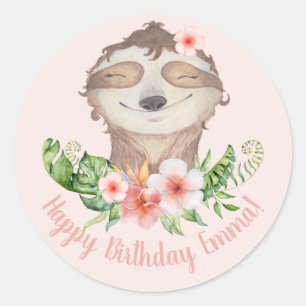 Sticker Rond Un joli anniversaire personnalisé et heureux